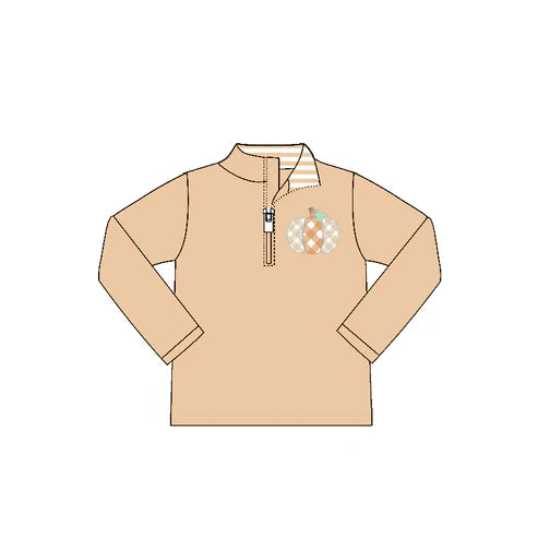 7.11 BT1293 Baby Boys Khaki Long Sleeves Pumpkins Zipper Pullover Top Preorder