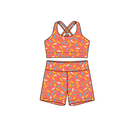 7.12 GSSO2697 Adult Women Orange Straps Team Vests Top Short Sets Preorder