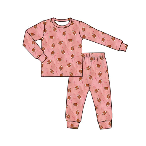 7.16 GLP2020 Baby Kids Girls Football Fall Pink Shirt Pants Pajamas Clothes Sets Preorder