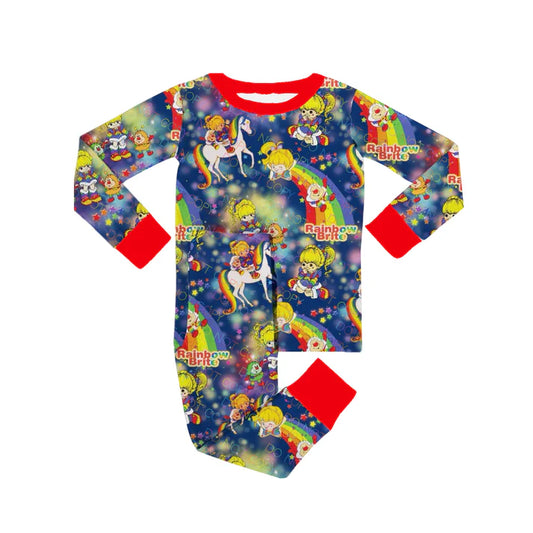7.21 GLP2166 Baby Girls Unicorn Rainbow Top Pants Pajamas Clothes Sets Preorder