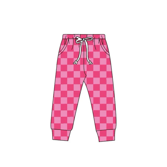 7.23 P0703 Adult Women Pink Checkered Jogger Bottom Pants Pajamas Preorder