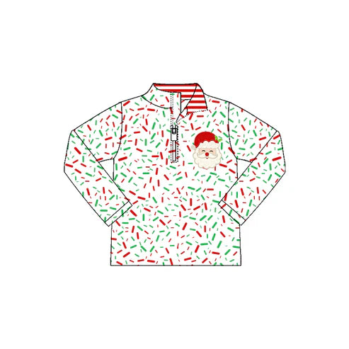 7.10 BT1294 Baby Girls Long Sleeves Team Santa Zipper Pullovers Top Preorder