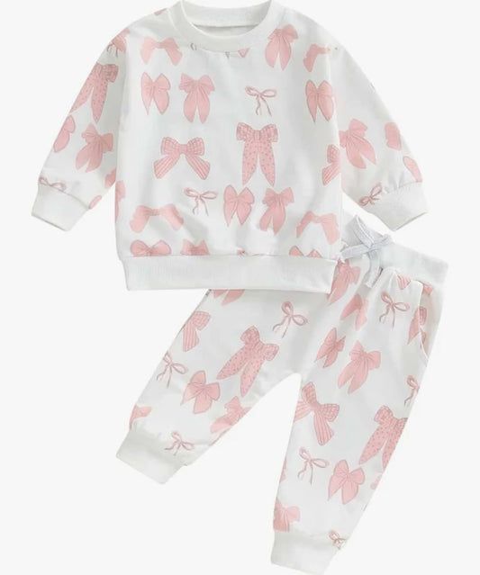 7.23 GLP2195 Baby Girls Valentines Bows Shirt Pants Pajamas Clothes Sets Preorder
