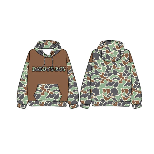 7.17 BT0983 Baby Boys Daddy's Boy Hunting Dark Green Camo Hooded Tops preorder