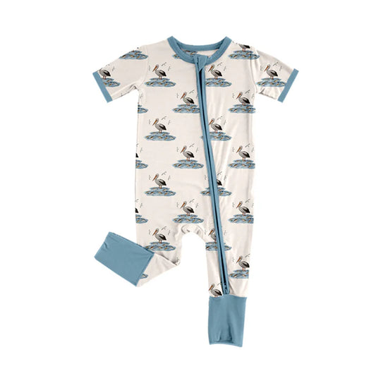 7.23 SR2063 Baby Infant Boys Cormorant Short Sleeve Zip Rompers preorder