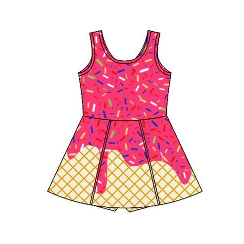 7.12 GSD2747 Baby Girls Watermelon Drip Sleeveless Shorts Team Yoga Active Knee Length Dresses Preorder