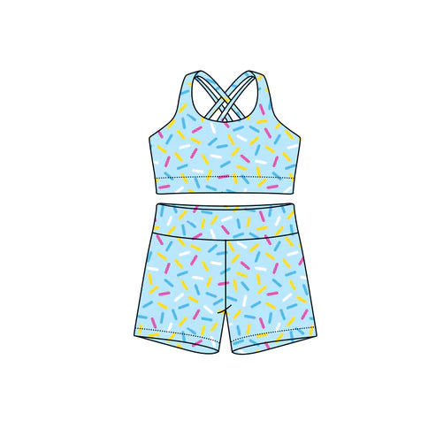 7.12 GSSO2695 Adult Women Blue Straps Team Vests Top Short Sets Preorder