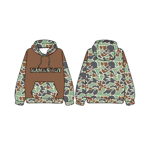 7.17 BT0982 Baby Boys Mama's Boy Hunting Dark Green Camo Hooded Tops preorder