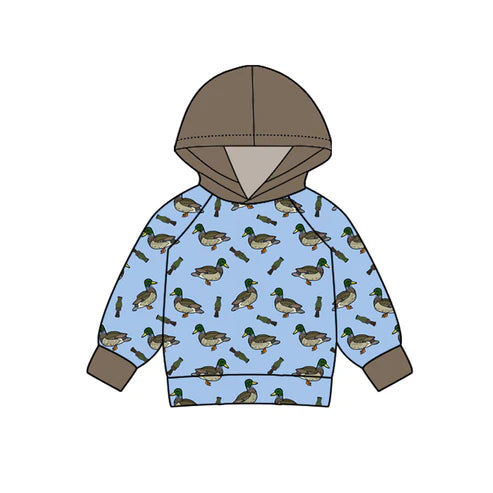 7.18 BT1010 Baby Boys Ducks Hunting Hooded Long Sleeve Tops Preorder