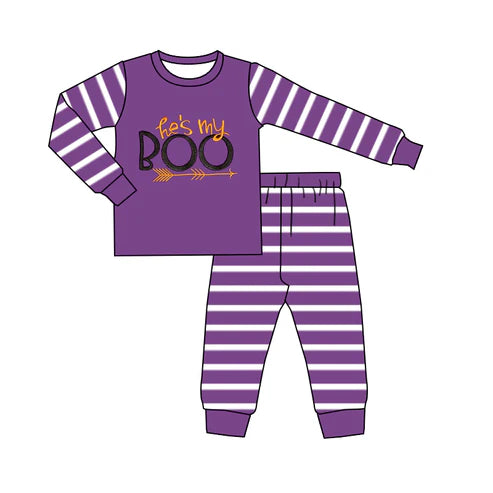 7.11 BLP1164 Baby Boys Long Sleeves He's My BOO Top Pant Pajamas Set Preorder