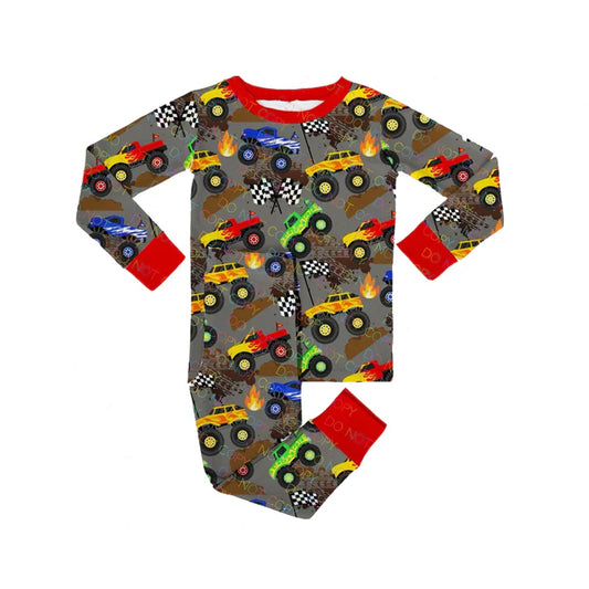 7.21 BLP1023 Baby Boys Trucks Red Top Pants Pajamas Clothes Sets Preorder