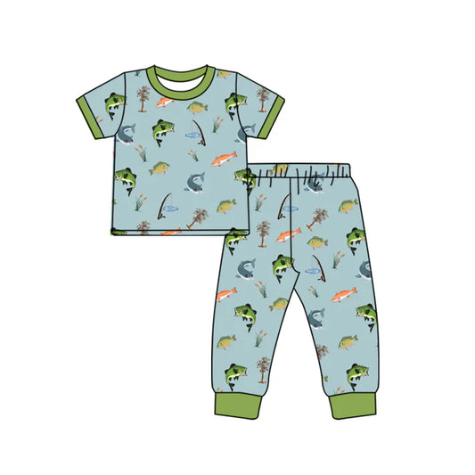 7.23 BSPO0509 Baby Boys Fishing Shirt Pants Pajamas Clothes Sets Preorder