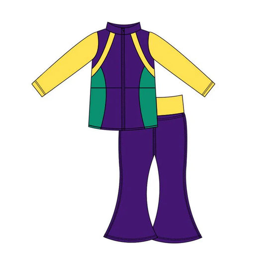 7.21 GLP2152 Baby Girls Purple Yoga Zip Top Bell Pants Active Wear Clothes Sets Preorder