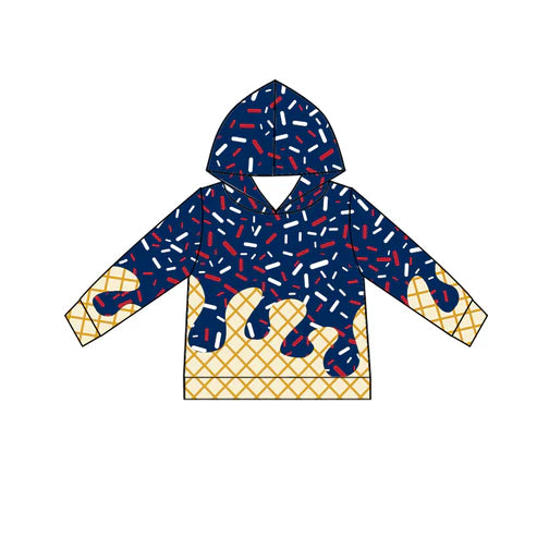 7.11  BT1292 Baby Boys Blue Red Long Sleeves Drip Team Hoodies Top Preorder