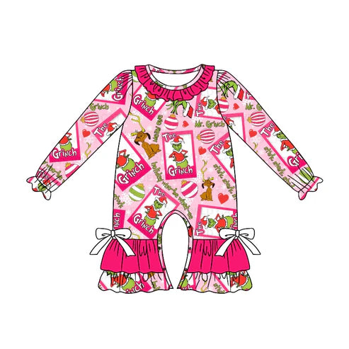 7.16 LR2006 Baby Infant Girls Frog Pink Christmas Rompers preorder