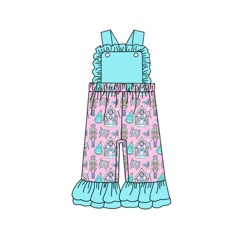 7.16 SR2009 Baby Girls Blue Christmas Soldier Straps Jumpsuits Preorder