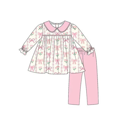 7.16 GLP2065 Baby Girls Pink Bows Tunic Legging Outfits Clothes Sets Preorder