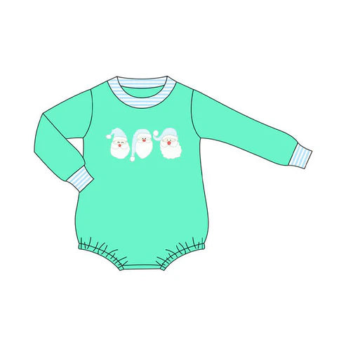 7.11 LR2412 Baby Boys Green Long Sleeves Santa Rompers Preorder