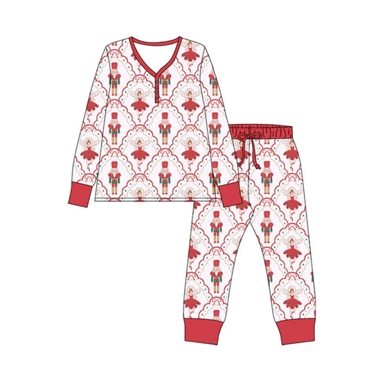 9.11 GLP2816 Adult Women Red Bows Soldiers Plaid Top Pant Christmas Pajamas Sets Preorder