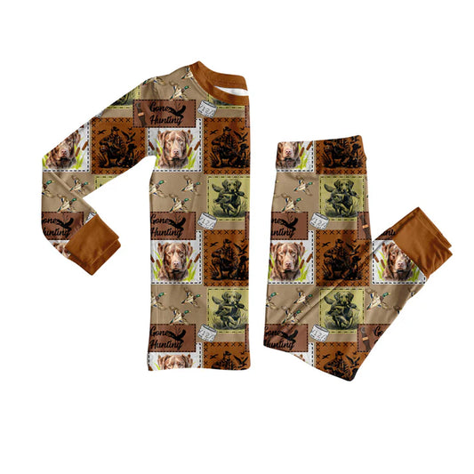 9.11 BLP1271 Baby Boys Ducks Dogs Top Pants Western Hunting Pajamas Sets Preorder