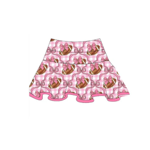 9.10 GLK0143 Baby Girls Pink Checked Bows Footballs Team Yoga Skirt Shorts Bottom Preorder
