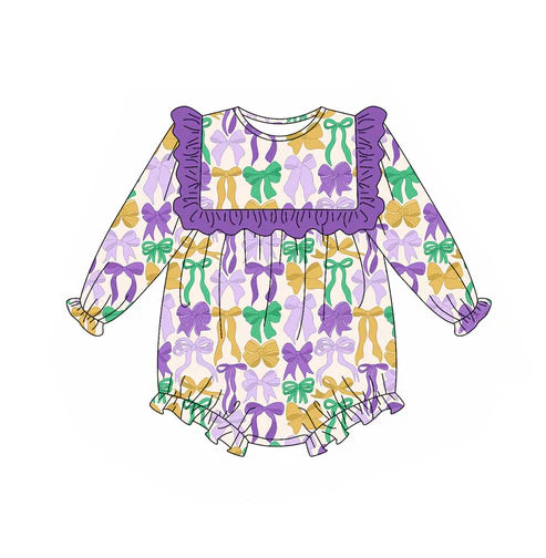 9.12 LR2642 Baby Boys Mardi Gras Bows Ruffle Rompers Preorder