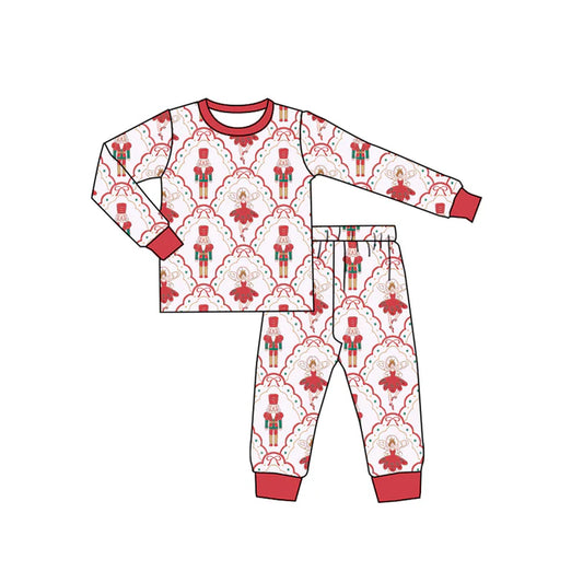 9.11  GLP2808 Baby Girls Red Bows Soldiers Plaid Top Pant Christmas Pajamas Sets Preorder