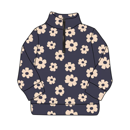 9.11  GT1207 Baby Girls Purple Long Sleeve Flowers Yoga Zipper Pullovers Top Preorder