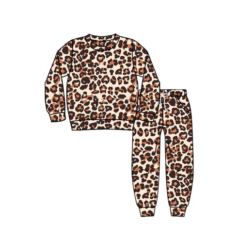 9.10  GLP2802 Baby Girls Leopard Shirts Top Pockets Jogger Pant Clothes Sets Preorder