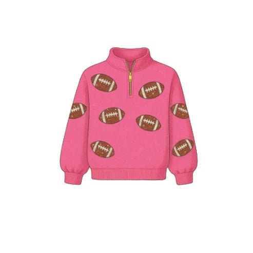 9.10 GT1205 Baby Girls Pink Long Sleeve Footballs Team Yoga Zipper Pullovers Top Preorder