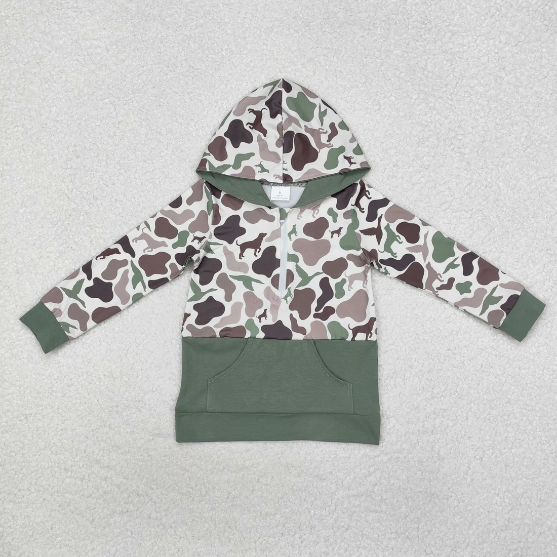 Sibling baby boys clothes camouflage geometric hooded long sleeve tops