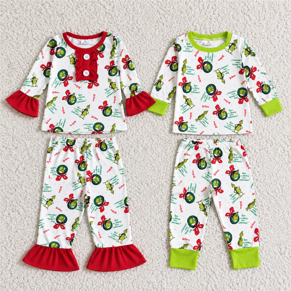 Sibling Baby Kids Boys Girls Christmas Bow Legging Outfits Clothes Sets