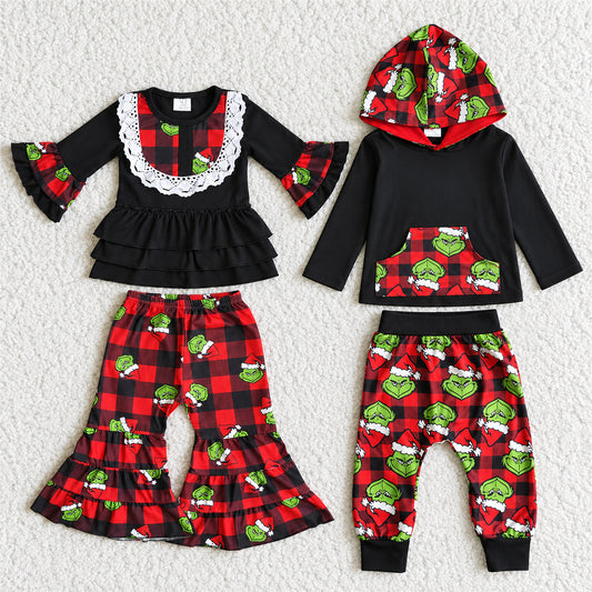 Sibling Baby Kids Boys Girls Christmas Hooded Legging Sets