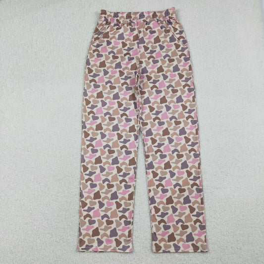 RTS NO MOQ(In Stock) P1001 Adult Women's Pocket Pink-Brown Camouflage Pants