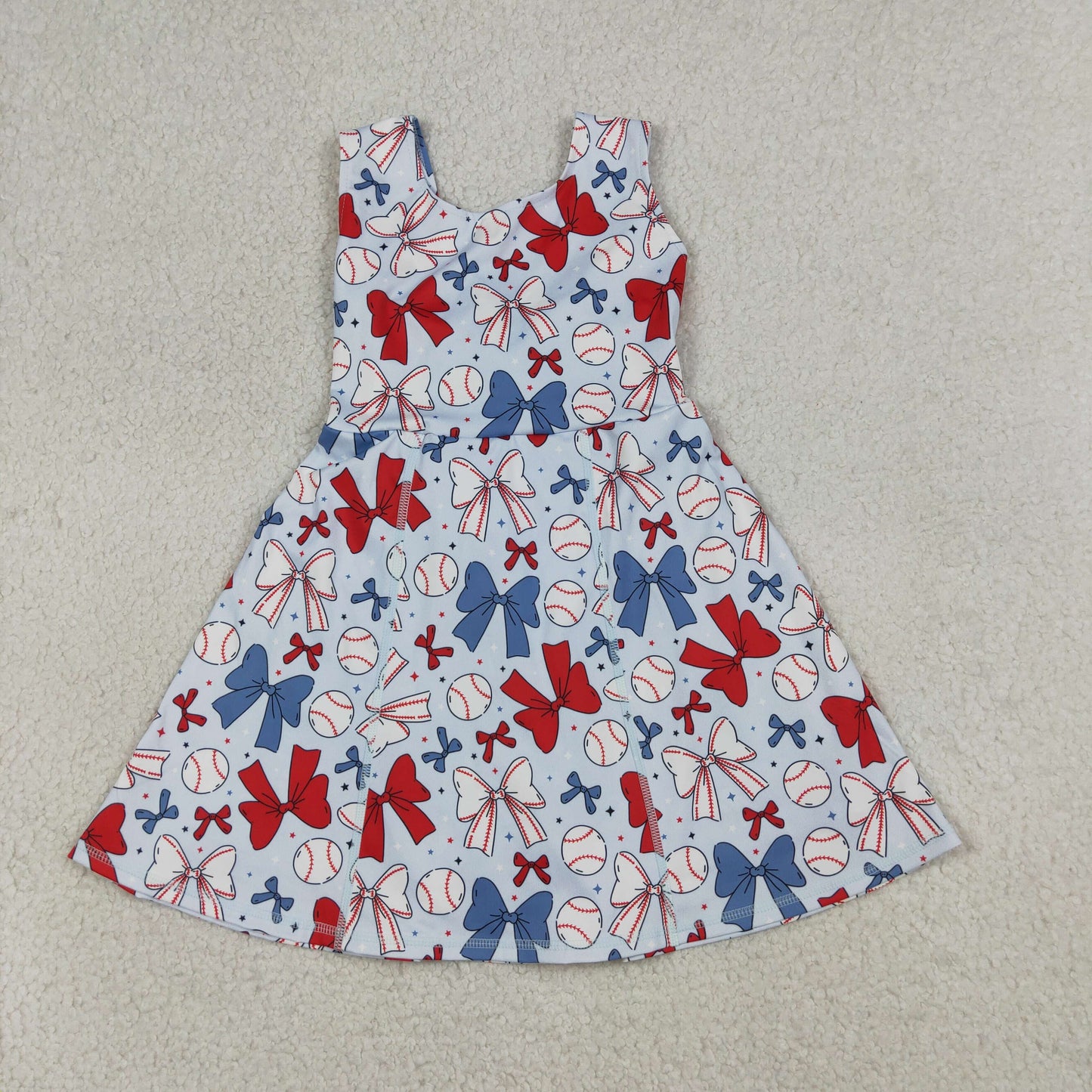 GSD2150 Kids Baby Girls Baseball 4th Of July Yoga Active Wear Skort Knee Length Dresses