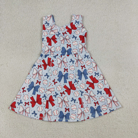 GSD2150 Kids Baby Girls Baseball 4th Of July Yoga Active Wear Skort Knee Length Dresses