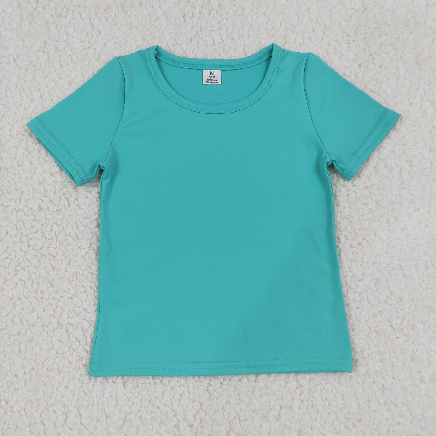 GT1640 Kids Clothing Baby Girls Aqua Blue Short Sleeve Yoga Active T-shirts Top