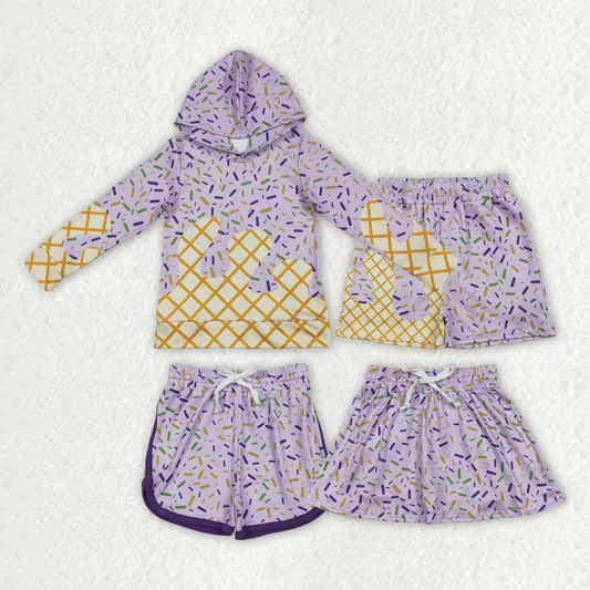Sibling baby girl boys clothes ice cream long sleeve tops and shorts and skirts