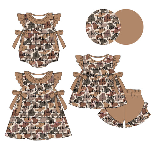 26.1.19 Custom (Moq 3 or 5) Sibling Baby Girl happy birthday Short Sleeve Shorts Sets Girls Dress Romper