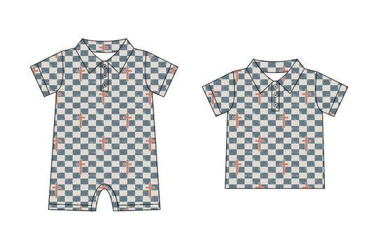26.1.15 Custom MOQ:3 or 5 pcs each design milk silk Sibling baby boy clothes easter short sleeve shorts tops and romper