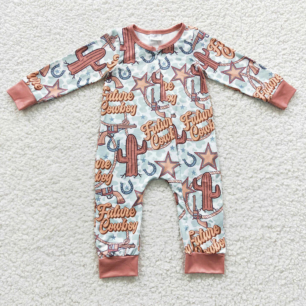 Baby Kids Fall Printed Zip Rompers