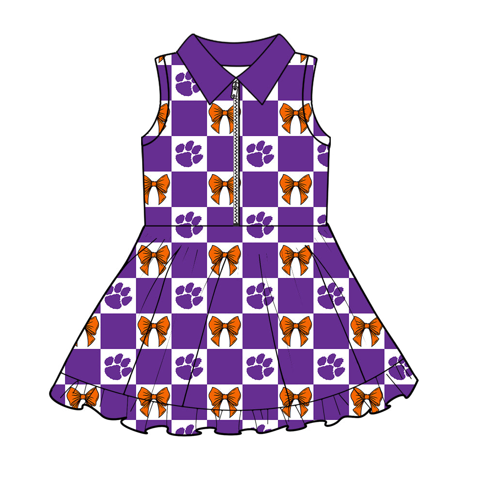 Custom Milk Silk Order MOQ:3 or 5 pcs Each Design Team State Girl Summer Bow Purple Sleeveless Skirts Sets 3 and dress and shorts-26.1.23