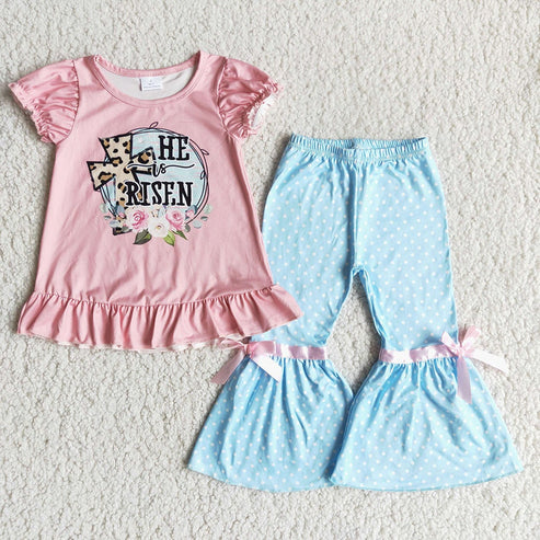 Sibling Baby Girls Easter Shirt Bell Pants Outfits Clothes Ses