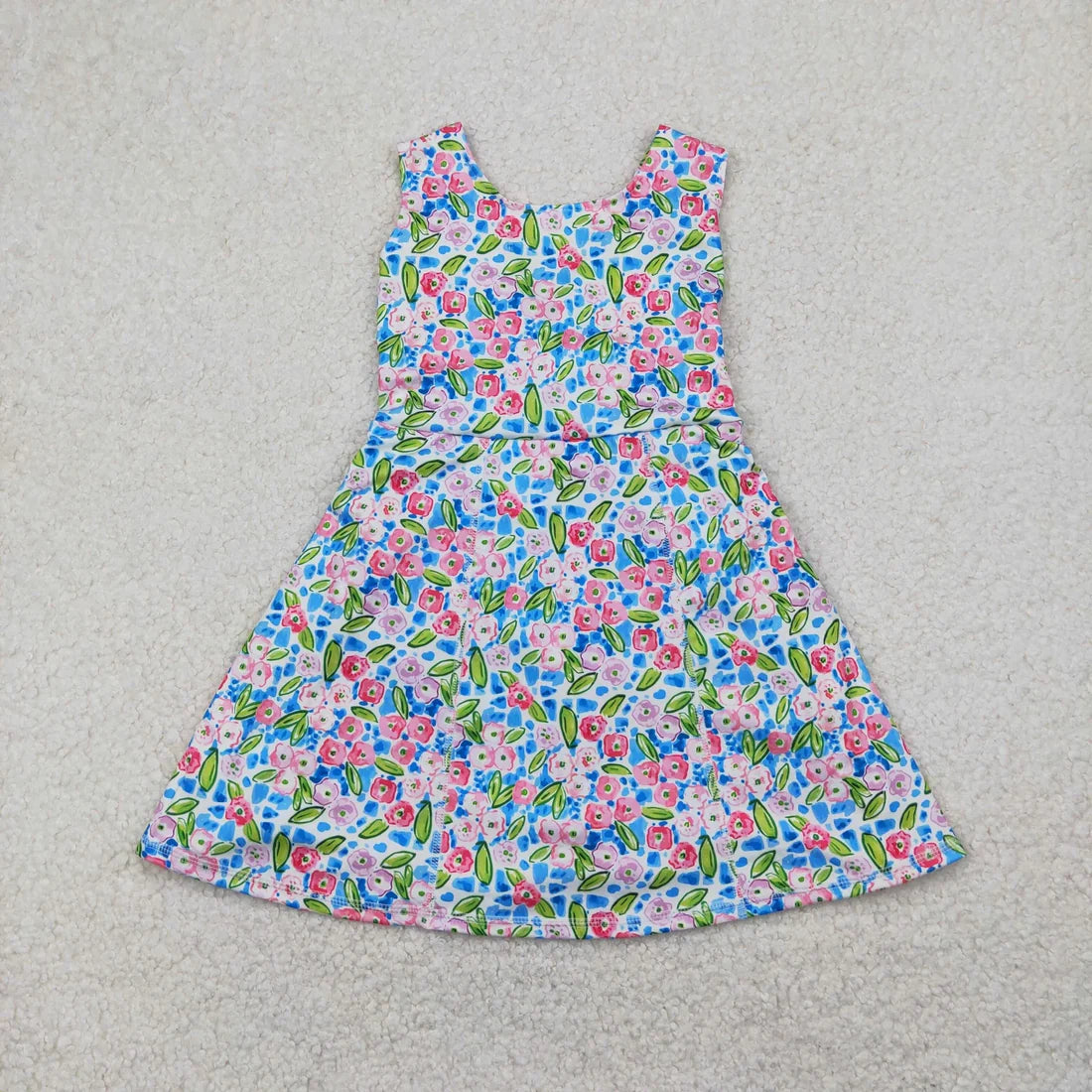 6.2 Sibling Baby Girls Strap Strawberry Floral Skorts Yoga Knee Length Dresses