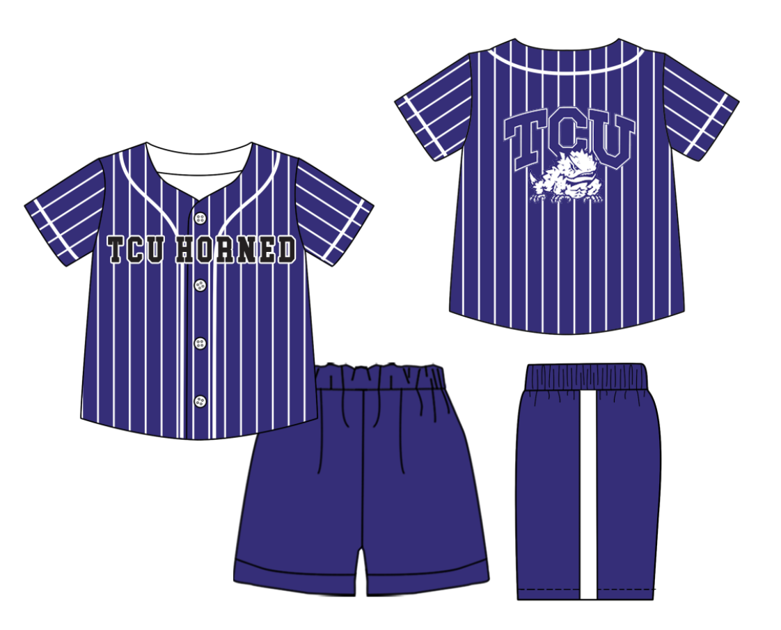 Custom Milk Silk Order MOQ:3 or 5 pcs Each Design Team State Kids Summer Blue And PurpleShort Sleeve Shorts Sets-26.1.20