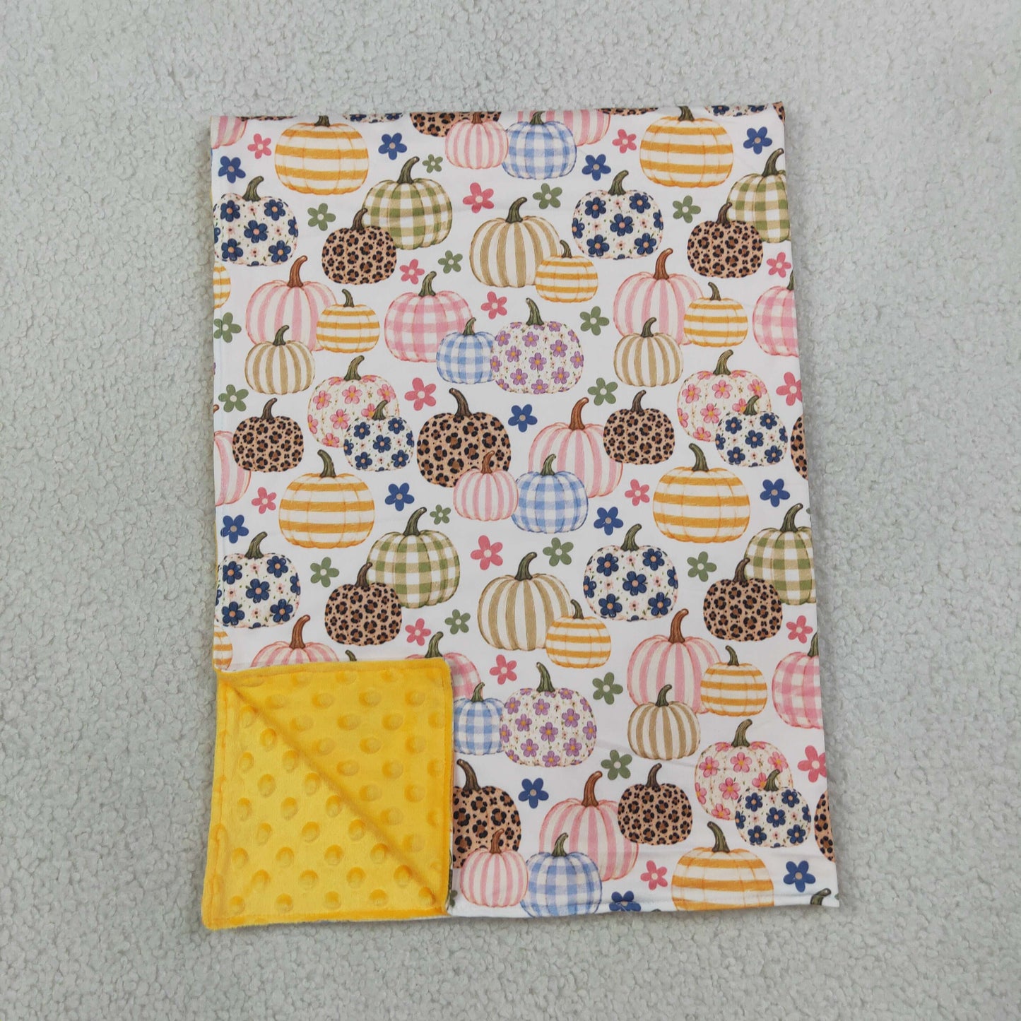 BL0252 Baby Kids Girls Flowers Pumpkins Fall Blankets