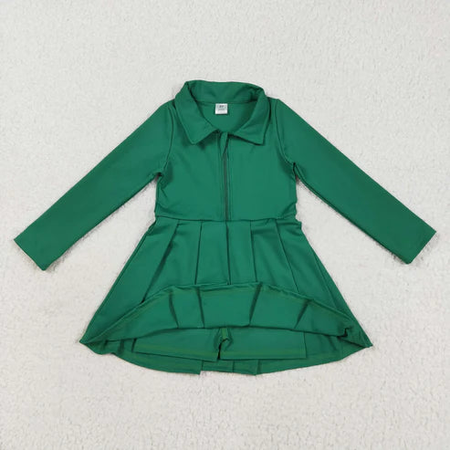 7.24 GLD1148 Baby Girls Orange Long Sleeves Zipper Knee Length Dress
