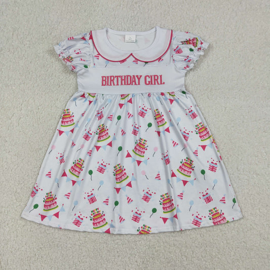 12/18m-14/16t RTS NO MOQ(In Stock) GSD2854 Embroidered Birthday Girl Short-Sleeve Dress with Balloon Collar