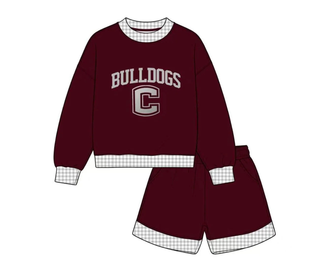Custom Order Baby Boys Yoga Long Sleeve Bulldogs Top Pockets Shorts Team Clothes Sets