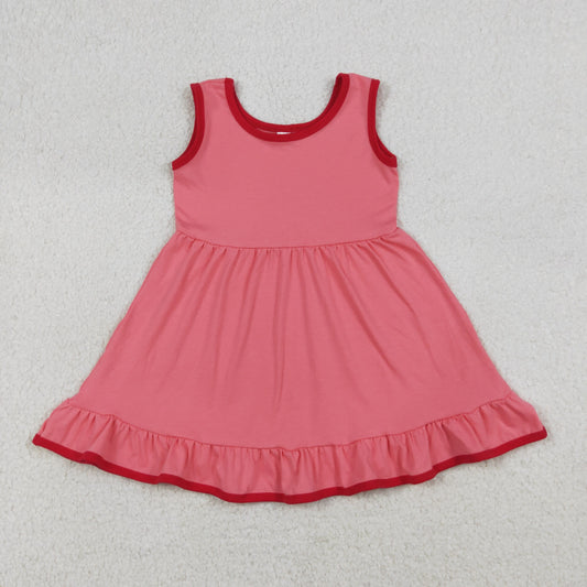 GSD0656 Kids Baby Girls Sleeveless Watermelon Red Ruffle Dresses